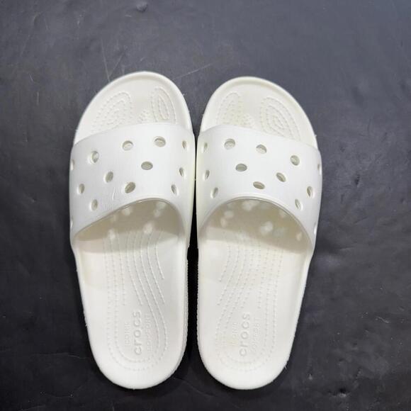 Crocs Iconic Classic Comfort Waterproof White One Strap Sandal Slides Shoe W7 M5 - Picture 3 of 11